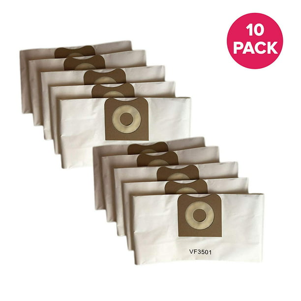 10 Pack Replacement VF3501 Dust Bags for Ridgid Workshop 3-4.5 Gallon Vacuums Replace Part 23738 WD40500 WD40700 WD40501 WD45500 WD45220 WS32045F Dust Collection Filter Bags